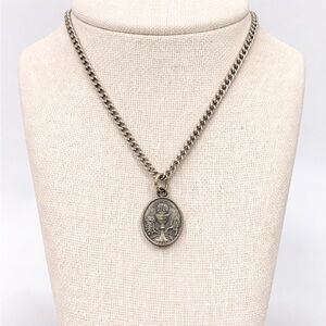 Vtg Catholic First Holy Communion Medal Necklace Chalice IHS Eucharist 18” Chain